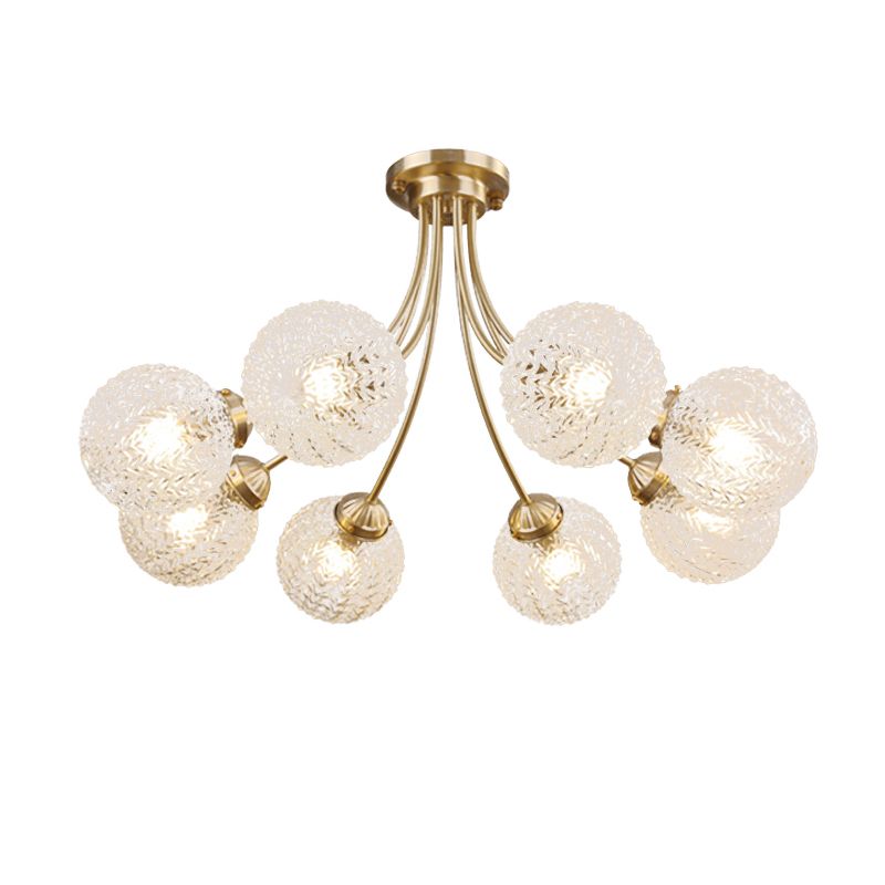Ball Shape Glass Flush Mount Light Modern Style Multi Lights Ceiling Mount Light in Gold