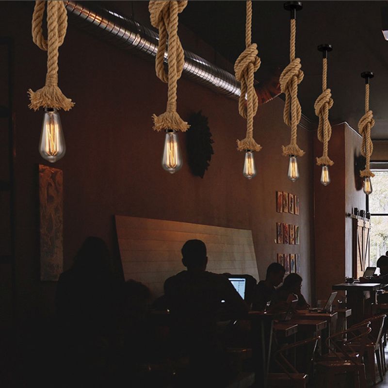 Rope Pendant Lighting Fixtures Industrial Multi Light Hanging Ceiling Lights