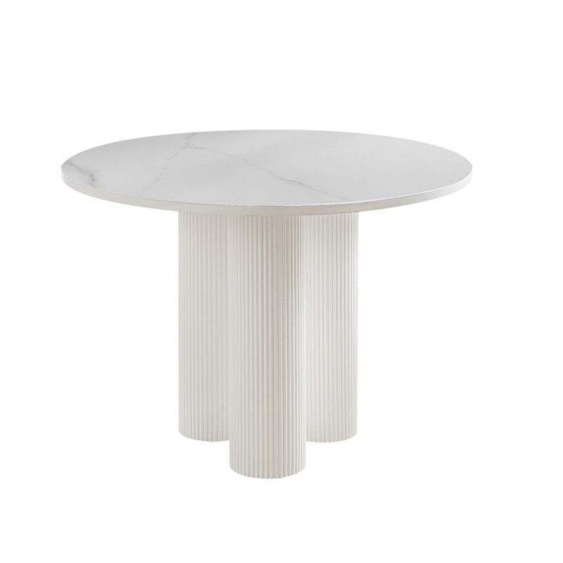 Modern Style Pedestal Base Slab & Wood White/black Round Coffee Table