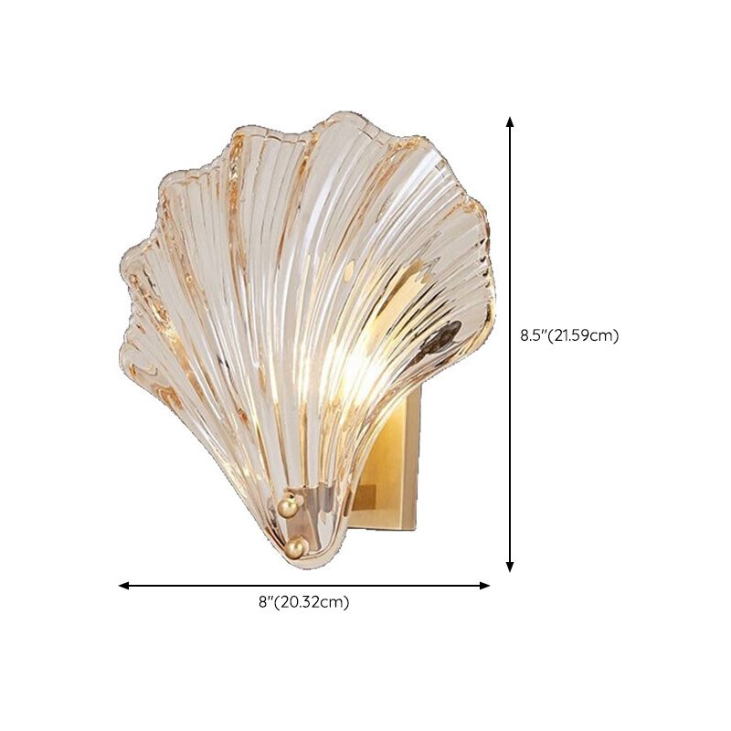 Glass Shell Shape Wall Light Modern Style 1 Light Wall Light Sconce in Gold