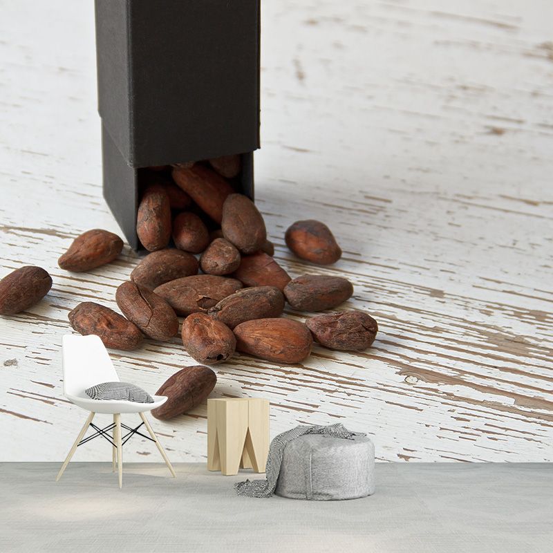 Coffee Beans Mural Wallpaper Contemporary Mildew Resistant Commerce Shop Decoration