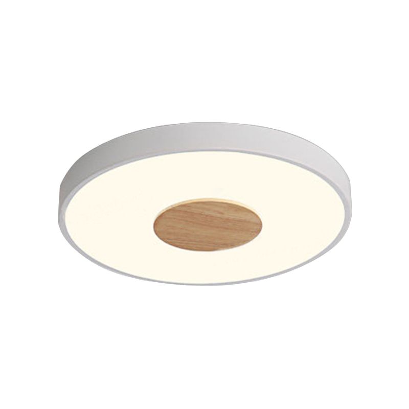 Round Flush Mount Ceiling Light Nordic Iron 1 Head Pink/Blue/White Lighting Fixture for Bedroom, 12"/16"/19.5" Width