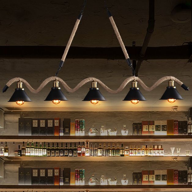 Industrial Hanging Ceiling Light Metal Pendant Lighting Fixtures in Black for Dining Room