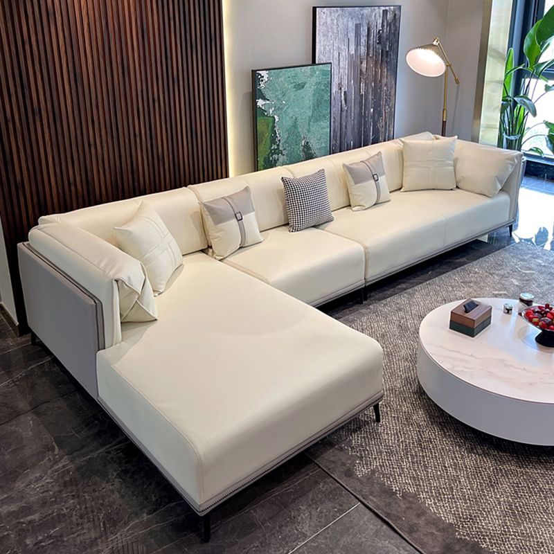 Modern Faux Leather Pillow Top Arm Sofa/Sectional Pillowed Back Cushions for Apartment