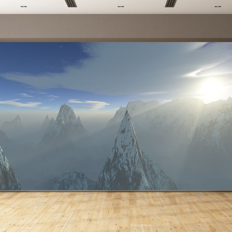 Washable Stain Resistant Mural Wallpaper Mountain Illustration Indoor Wall Mural