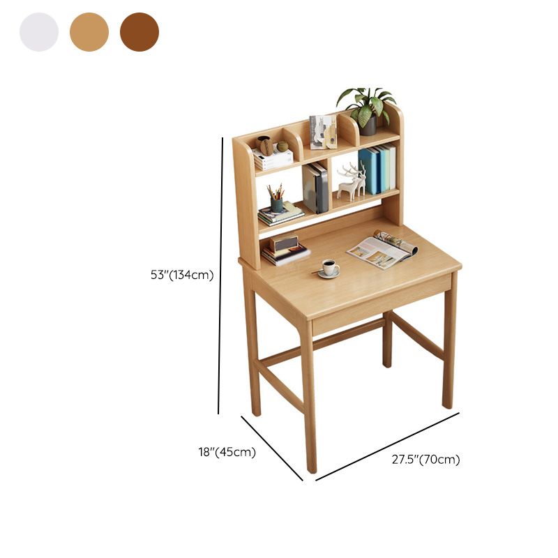 Wooden Desk Writing Desk with Bookshelf 23.6"W Child Desk in Light Wood
