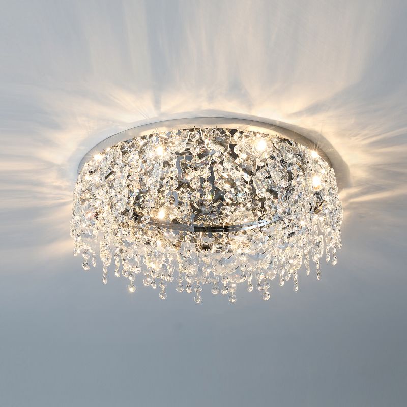 Contemporary Flush Light Fixtures Fringed Crystal Flush Mount Lampen in Silber