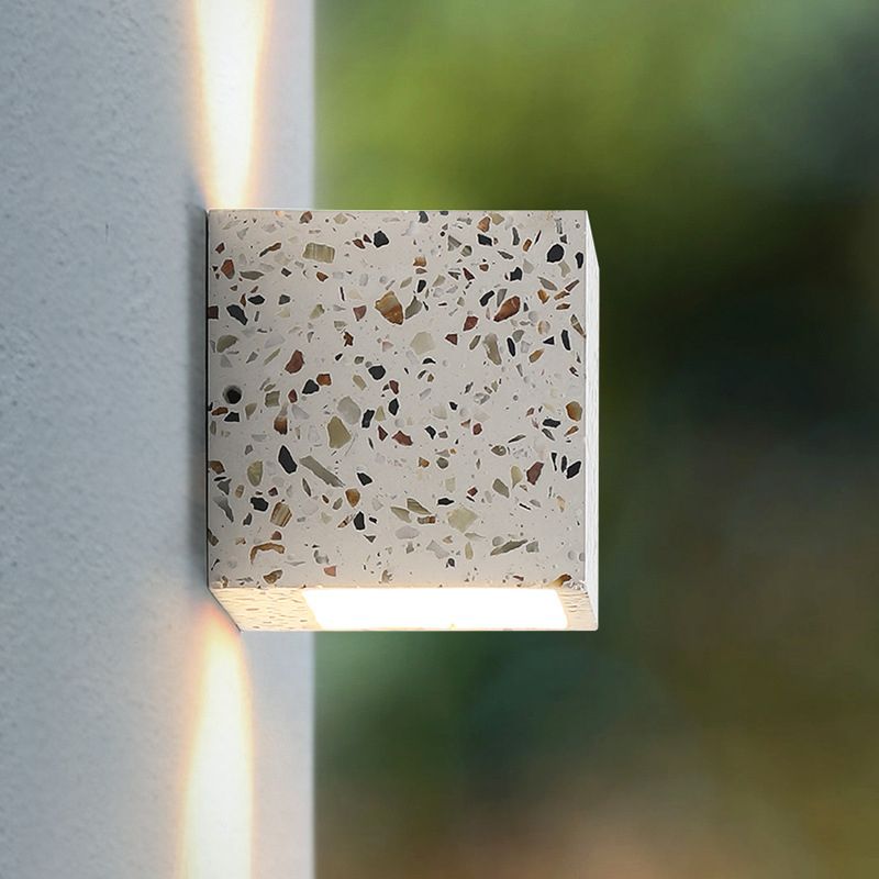 Lampada a monte a parete quadrata in pietra Lampada di applique in stile nordico per camera da letto