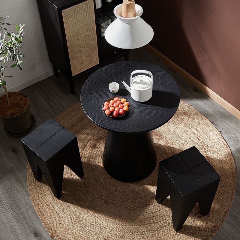 Modern Pedestal Wooden Coffee Table Set Round Top Shape Cocktail Table for Living Room