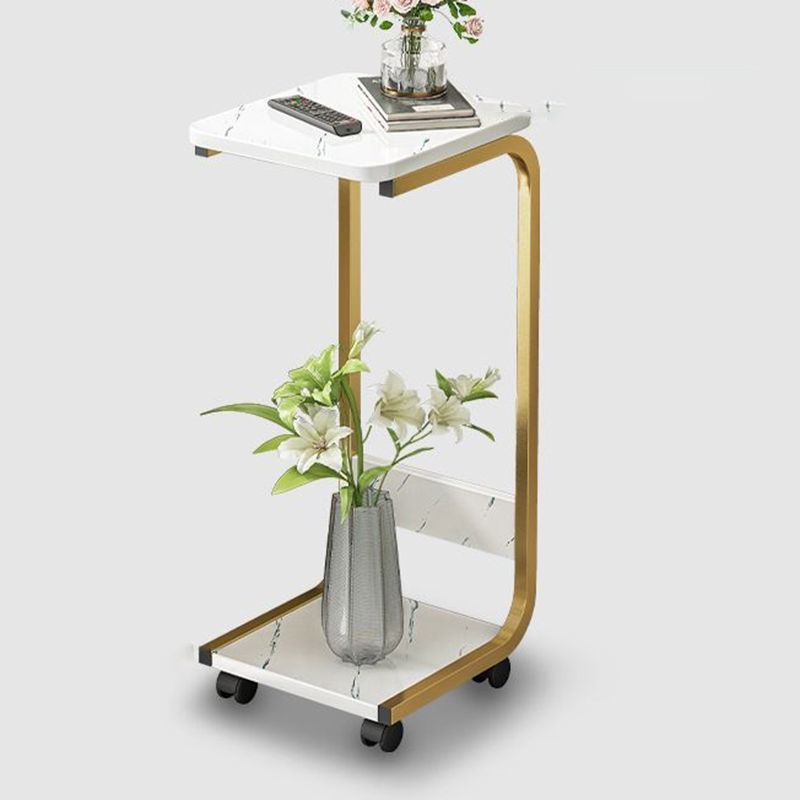 Ironcraft C Side Table Square Wood End Table with Shelf for Living Room