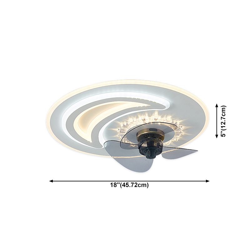 Schlafzimmer LED -Lüfterlampenlampe minimalistische weiße Halbflush -Licht mit kreisförmiger Acrylschatten