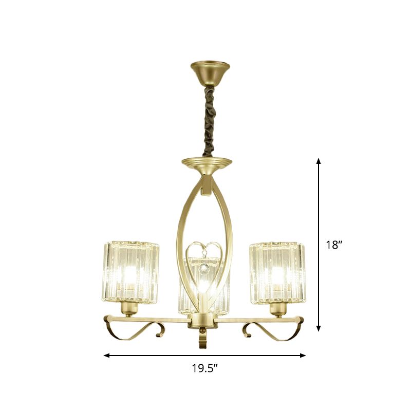 Gold Zylinder Anhänger Kronleuchter Moderner Kristallblock 3/6 Lichter Wohnzimmer Deckenleuchte