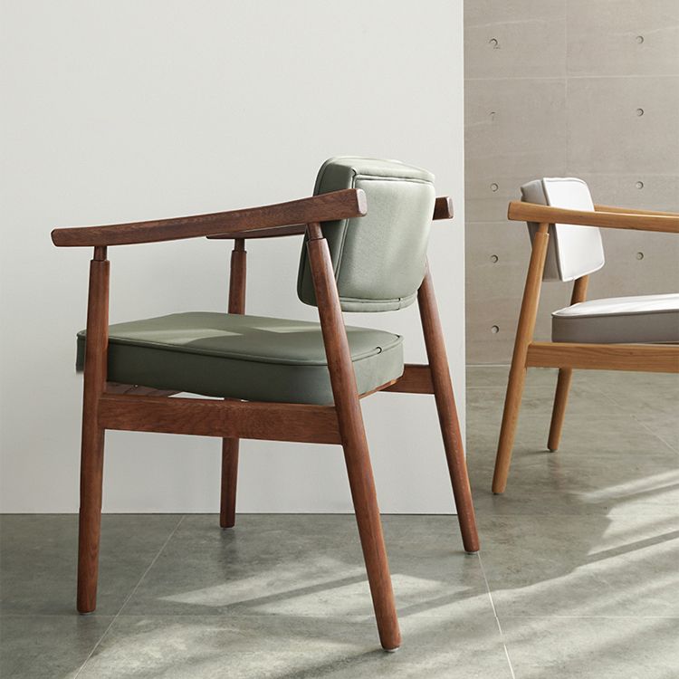 Minimalist Kitchen Solid Wood Dining Arm Chair Opening Back Dining Arm Chair