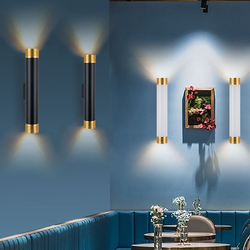 2 Lights Cylinder Wall Lights Modern Style Metal Wall Mounted Lamps