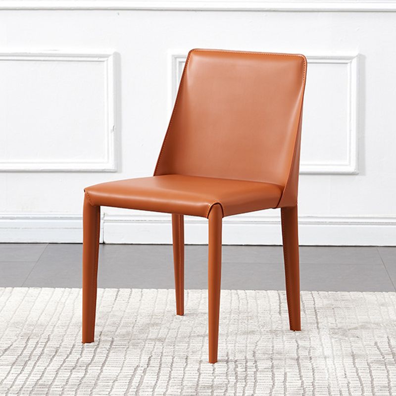 Contemporary Side Chair Faux Leather Solid Back Dining Room Chair for Indoor