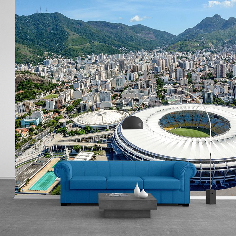 Photography City View Mural Decal Mildew Resistant Wall Covering for Decoration