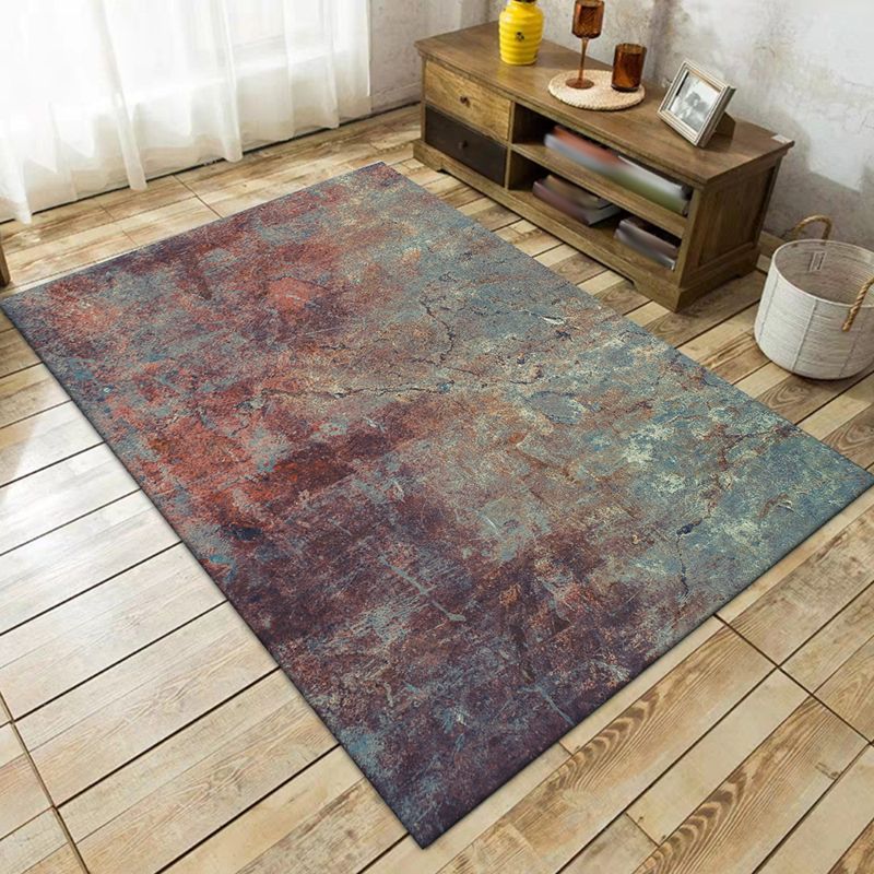 Modern Living Room Rug Multicolored Abstract Rust Print Rug Polyester Washable Pet Friendly Area Rug