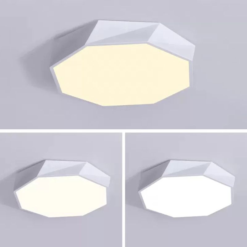 Macaron Octagonal Ceiling Lighting Metal Bedroom Flush Mount Led Light with Acrylic Diffuser