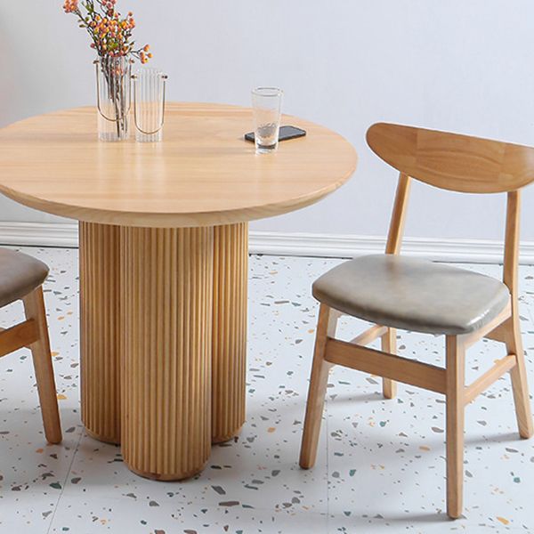 Solid Wood Dining Table Contemporary Style Brown Round Dinner Table