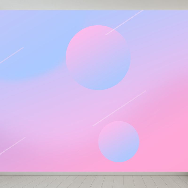 Geometrical Mural Wallpaper Soft Color Modern Style Wall Decor for Teenage Bedroom