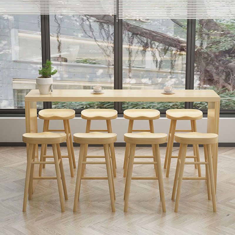 Industrial Natural Wood Bar Table Rectangle Top 41.34"H Indoor Bistro Table