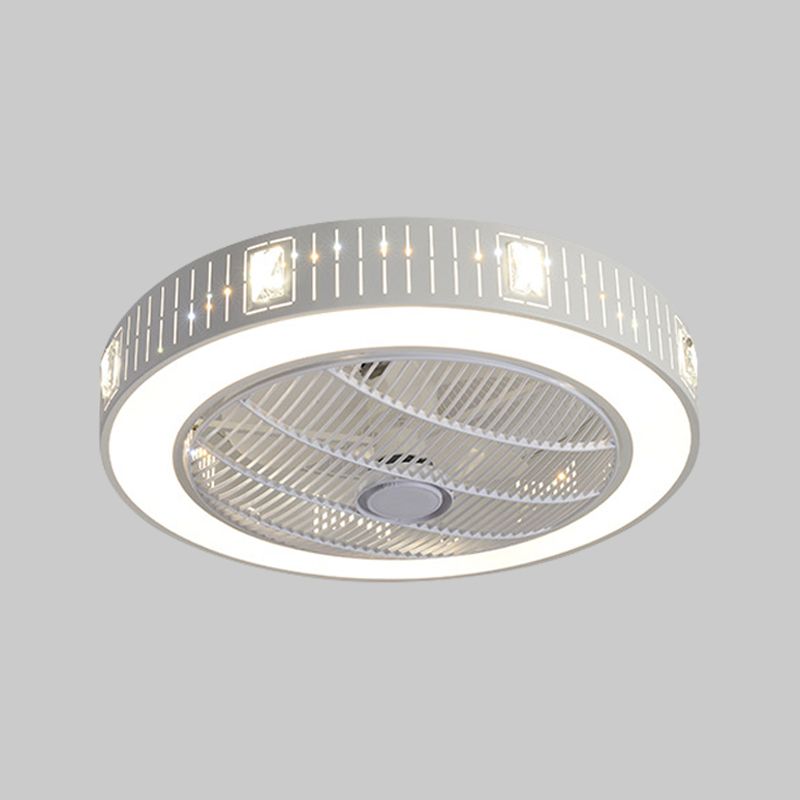 23 "W Round acrylique suspendu au ventilateur modernisme modernisme LED blanc semi-rince