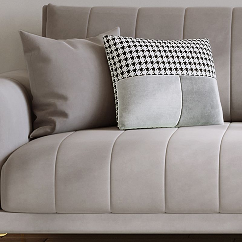 Contemporary Square Standard Arm Settee Couch with Pillows in Grey