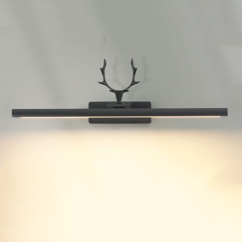 Linear Shape Metal Wall Sconce Modern Style 1- Light Mirror Wall Mounted Light in Black