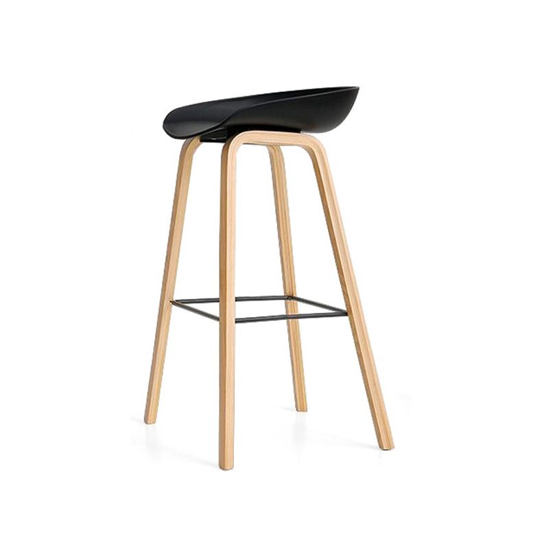 Nordic Plastic Bar-stool Bucket Seat Counter Bar Stool with Wood Legs