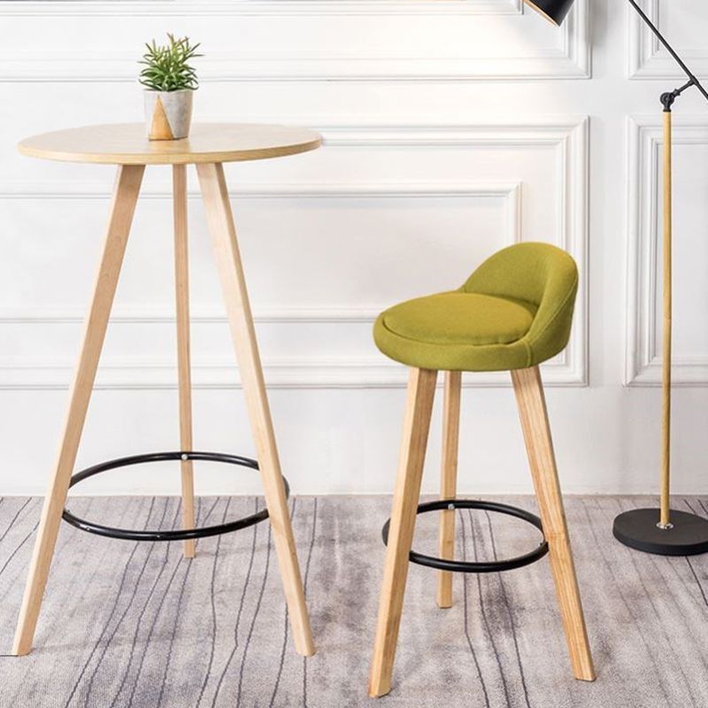 Industrial Natural Wood Bar Table 23.6"W Round Top Bistro Table for Cafe