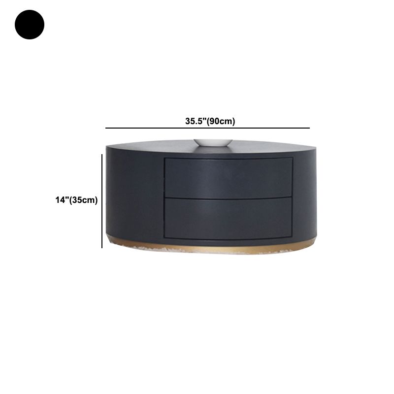 1 Single Round Coffee Table Drum Coffee Table in Black/Dark Grey
