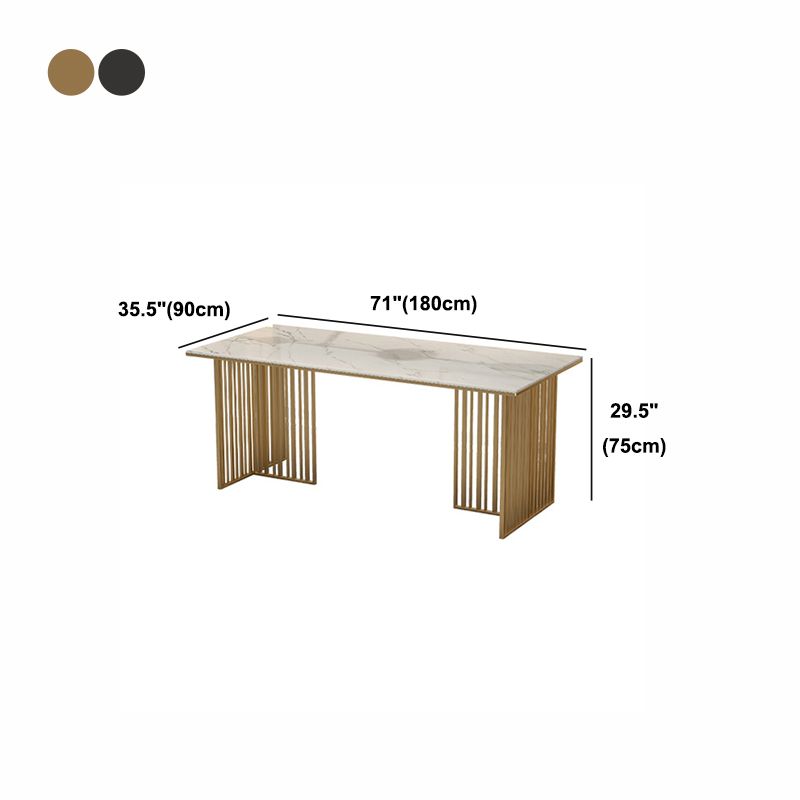 Rectangle Dining Table Traditional Luxury Dining Table with Iron Base