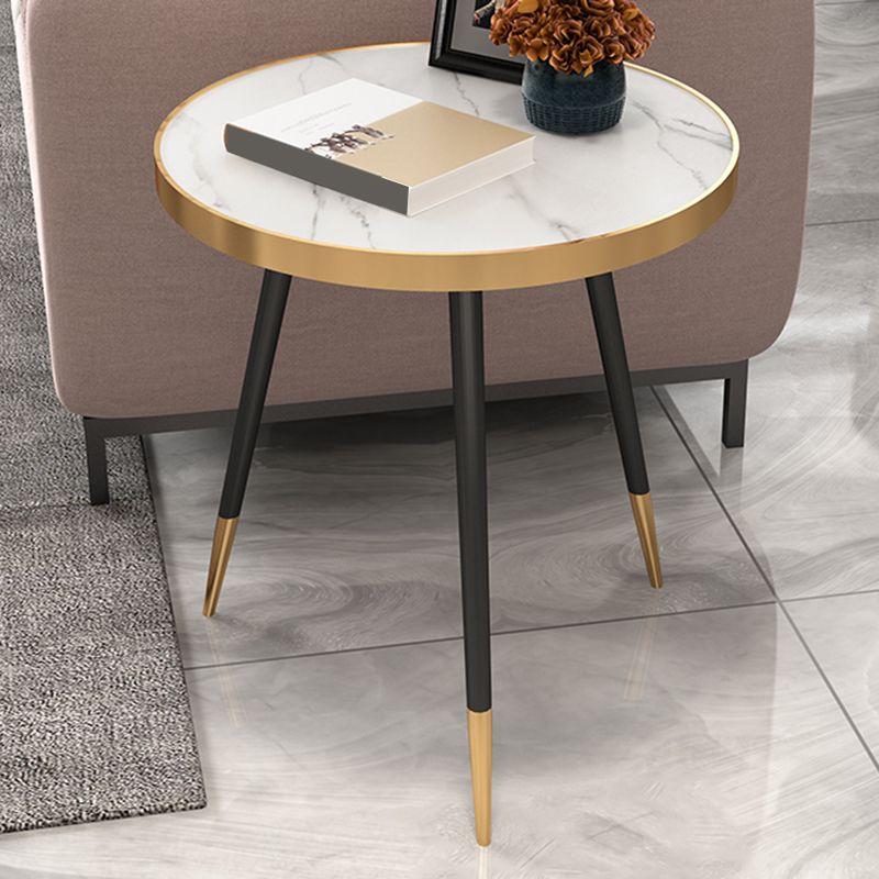 Modernistic Metal 3 Legs End Table Round Slate Top Side End Table