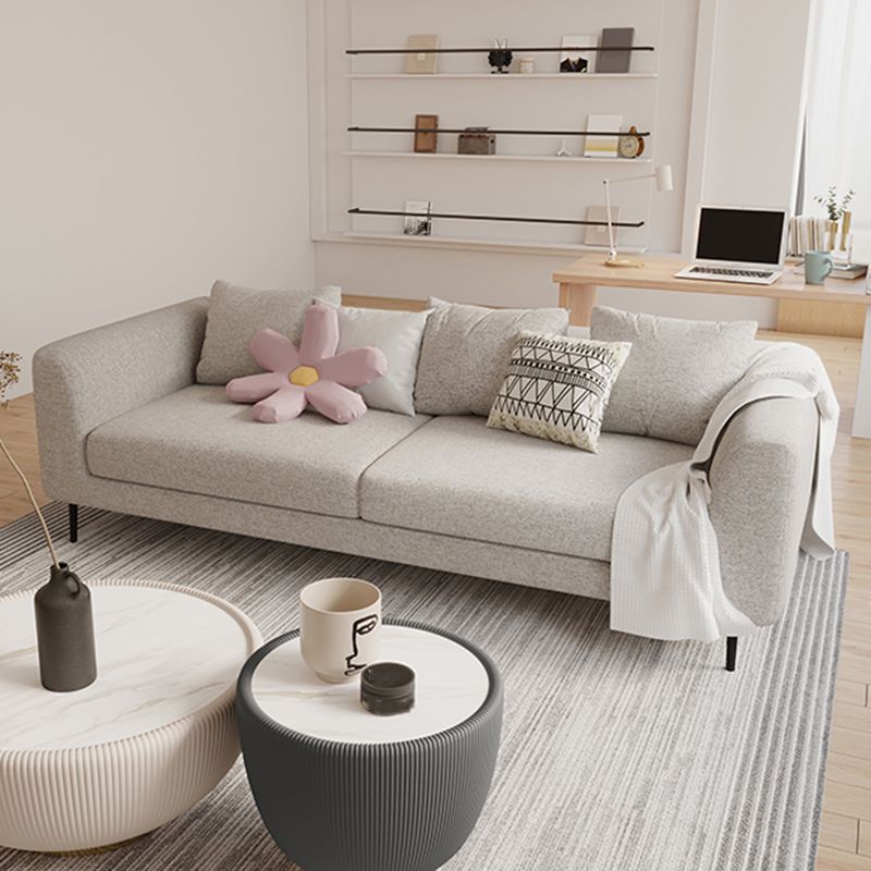 Modern Cotton Square Arm Sofa Pillow Back Settee for Living Room