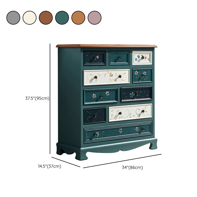 Nautical Vertical Chest Bedroom Solid Wood Storage Chest with Drawers