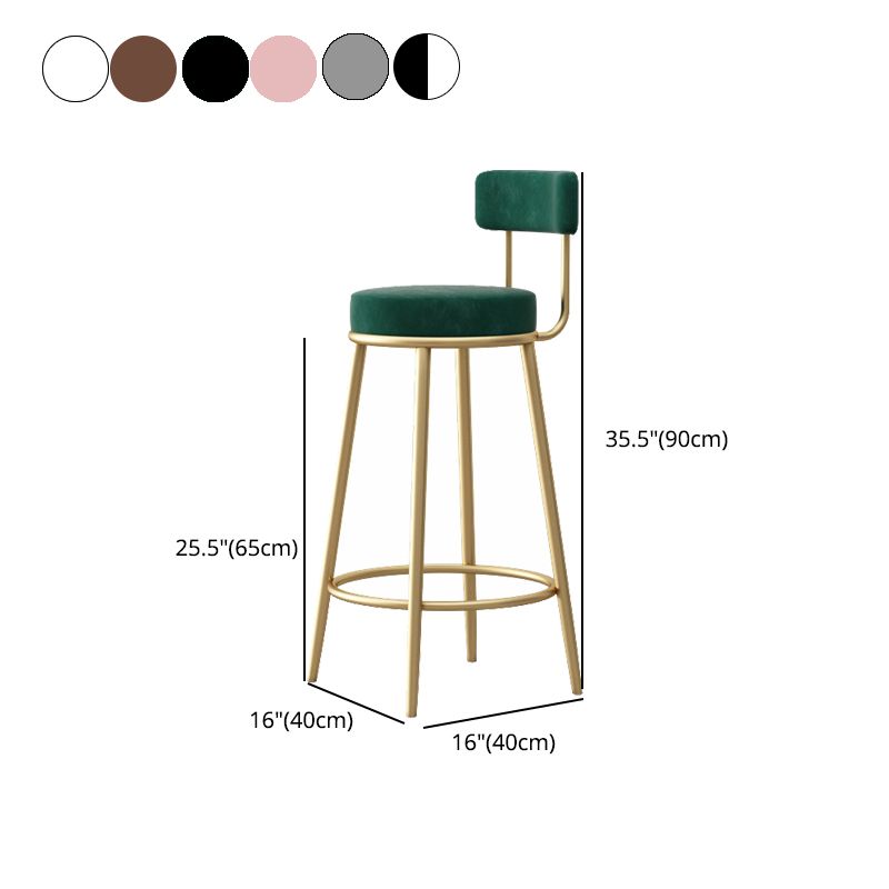 Scandinavian Design Upholstered Armless Stools for Home Low Back Barstools with Metal Legs