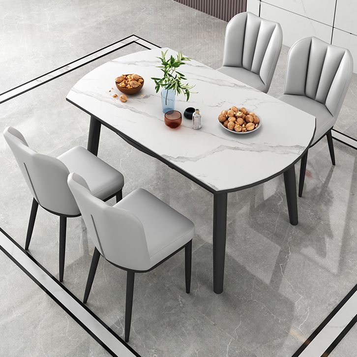 Modern Style Sintered Stone Dining Table Round Table with 4 Legs for Home Use