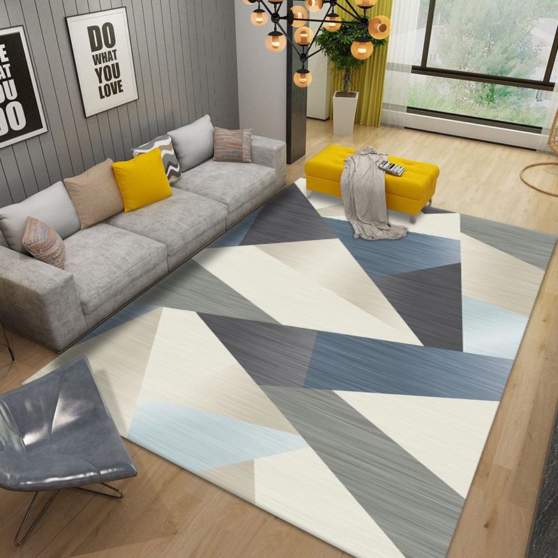 Geometric Indoor Rug Modern Patchwork Area Rug Polyester Carpet for Living Room