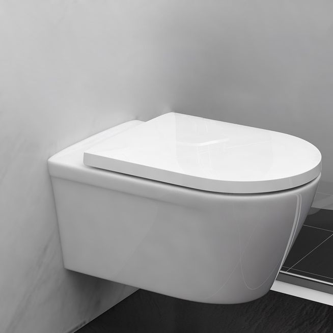 Modern Siphon Jet Toilet Bowl Wall Mount Flush Toilet with Seat for Bathroom