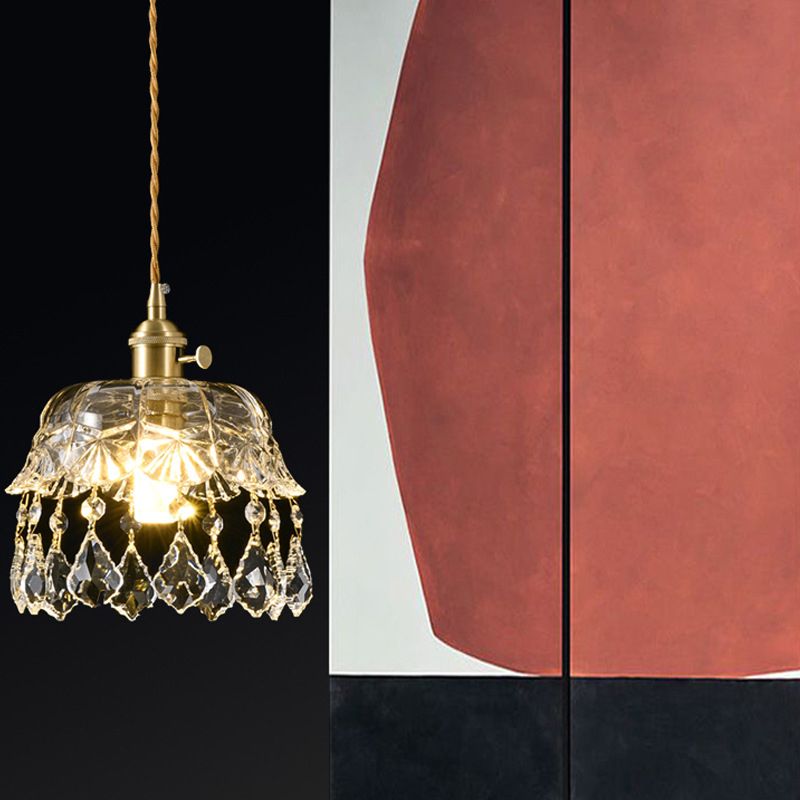 Shaded Glass Pendant Ceiling Light Contemporary Style Clear Hanging Ceiling Light