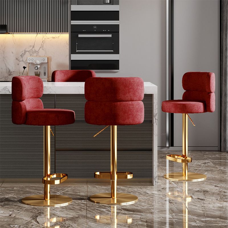 Glam Liftable Bar Stool Round Seat Counter Bar Stool with Metal Legs