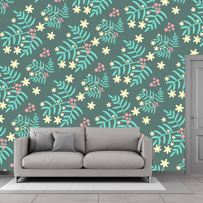 Modern Illustration Mural Wallpaper Plants Environment Friendly Bedroom Wall Mural
