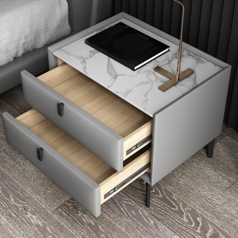 Contemporary Solid Wood Nightstand 18.5" Tall 2 - Drawer Nightstand