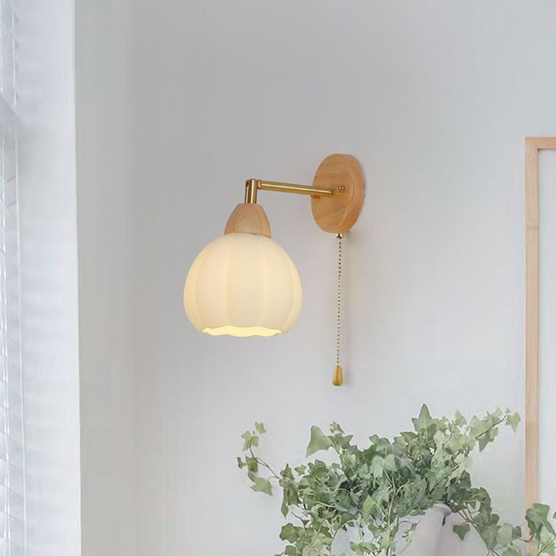 Modern Wooden Wall Light Sconce Minimalist Wall Light Fixture for Bedroom