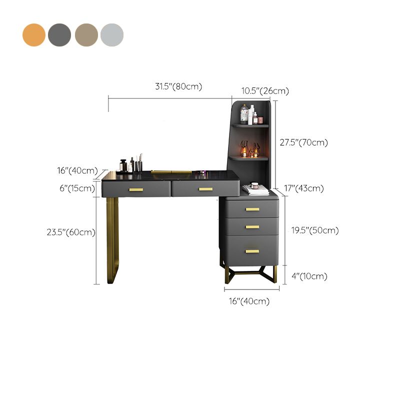 51.2" H Slate Vanity Makeup Desk with Storage Shelves and 5-Drawer