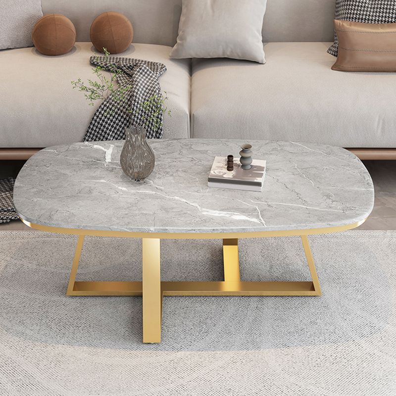 Glam Cross Legs Coffee Table Slate Rectangular Cocktail Table