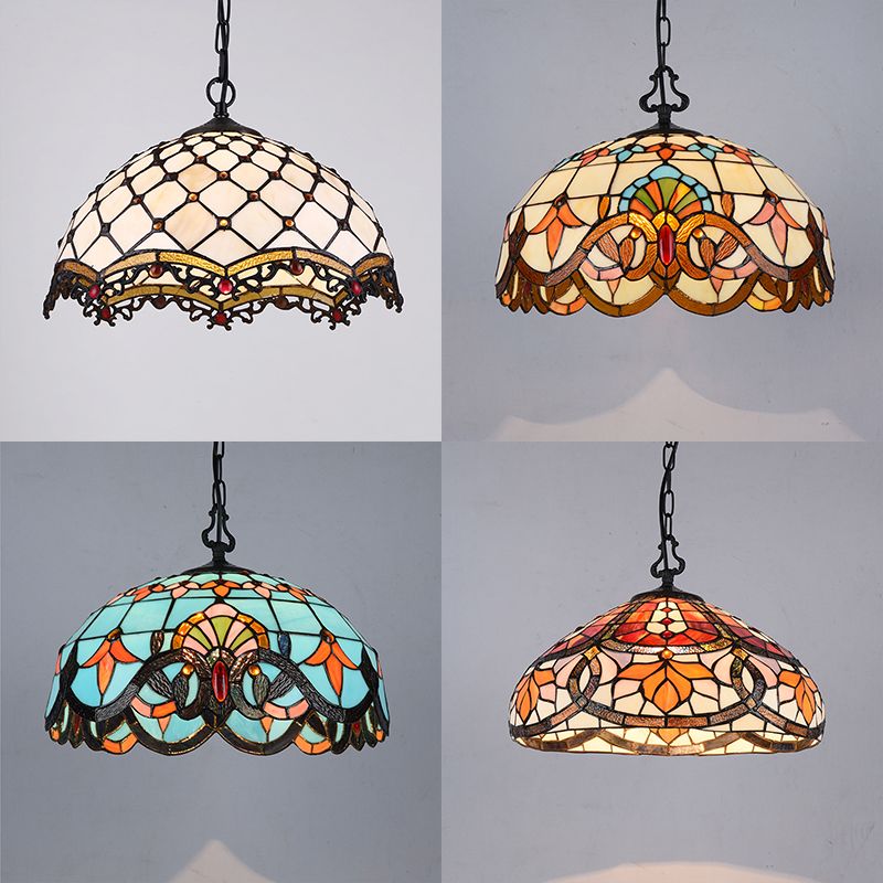 Baroque Hand Cut Glass Single Pendant Domed Suspended Lighting Fixture for Kitchen