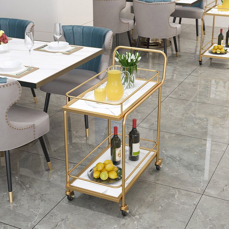 Home Dining Rolling Kitchen Trolley Modern Open Shelves Kitchen Island