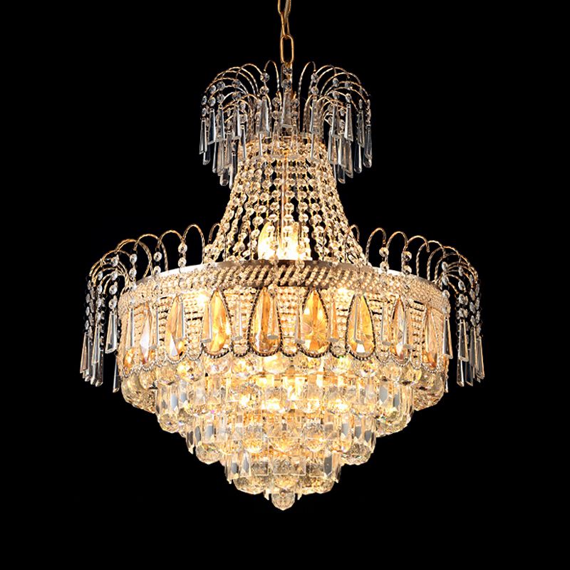 Lampada lampadario a livello di camera da letto Crystal 10 Luci Luce a soffitto contemporanea in oro