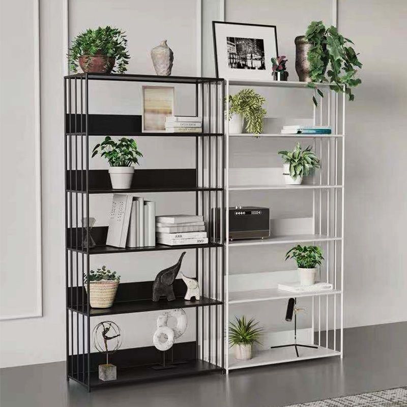 Modern Open Storage Bookcase 12" W Iron Frame Bookshelf with Shelves